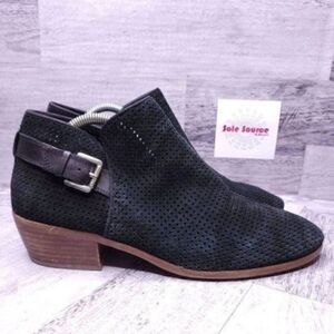 Sam Edelman Paula Perforated Suede Ankle Boot Black Women's sz 10